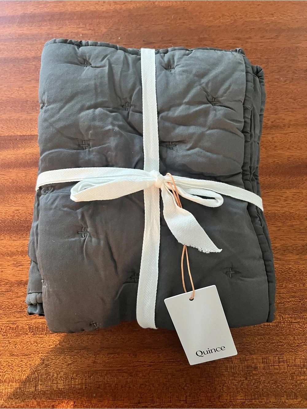 Quince Bamboo Dream Quilted Sham Set in Charcoal, standard 🖤🩶